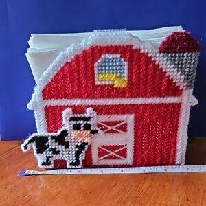 Red and White Barn with Cow Decor